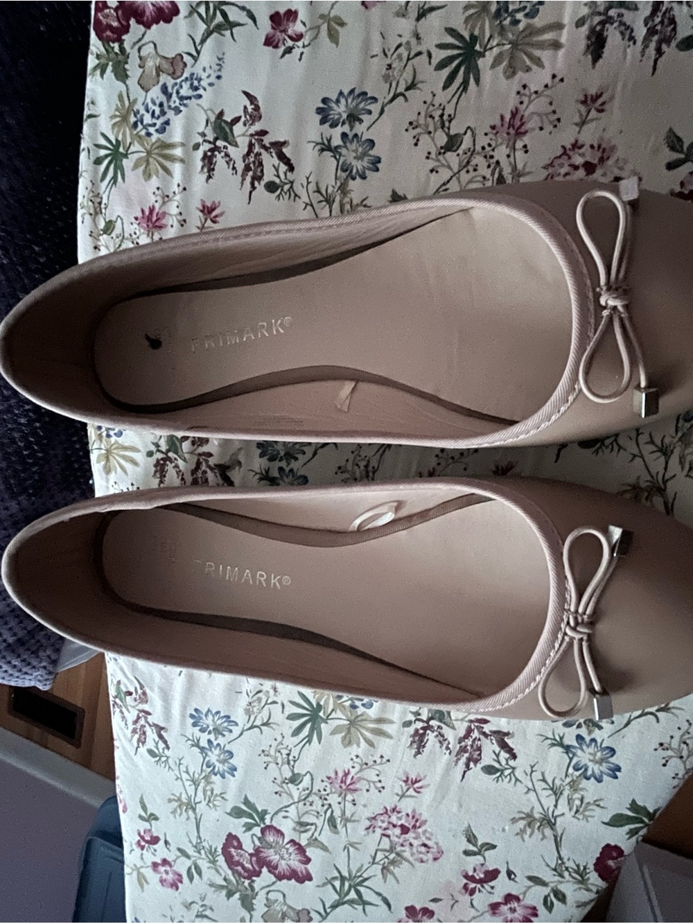 Primark Light Beige Ballet Pumps with Bow Trim